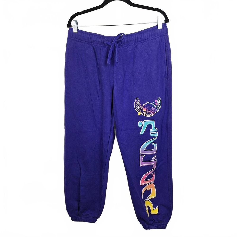 Disney Stitch Purpleā Jogger Sweatpants Graphic Fleece Pants Large